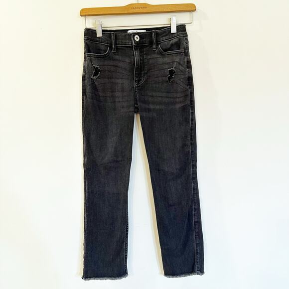 Abercrombie Kids High Rise Ankle Straight Jeans sz 11/12 SLIM Girls Black Jeans - Picture 1 of 9